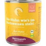 24er-SET Bio Huhn mit Fenchel Zucchini Buchweizen 800g Hund Nassfutter Herrmann